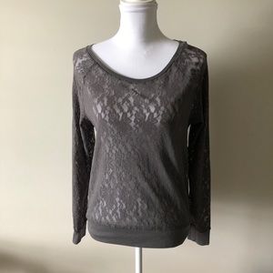 Victoria’s Secret Pink Gray Lace Long Sleeve Sz S